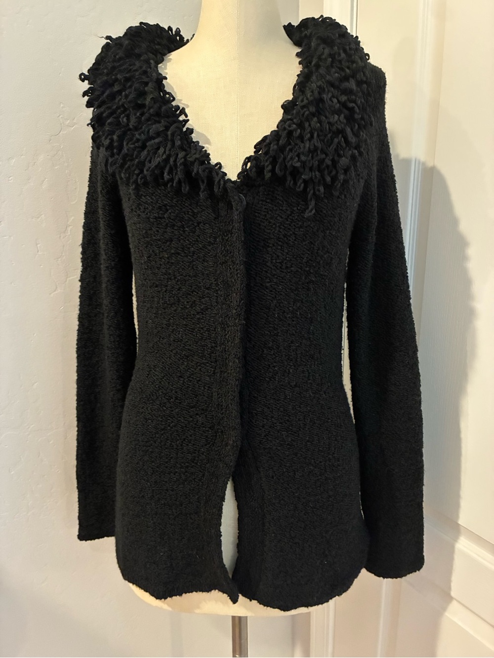 White House Black Market Black Chunky Knit Wool Blend Sweater Medium